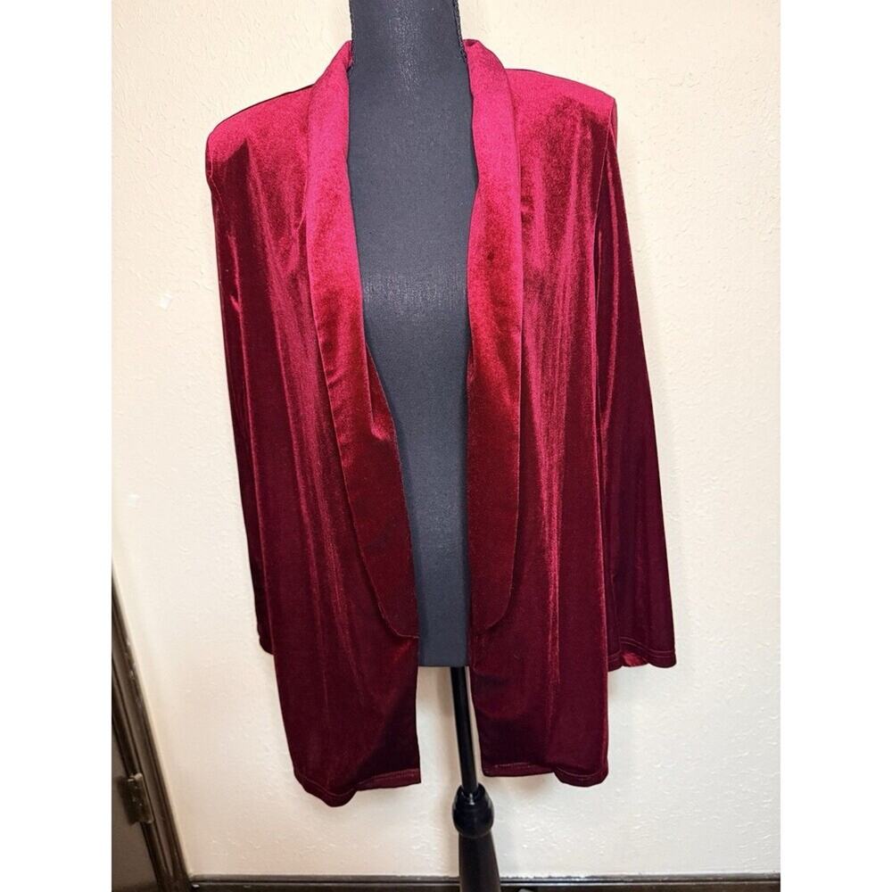 Red Velvet Women’s Medium Open Front Cardigan Career Office LongSleeve Jacket